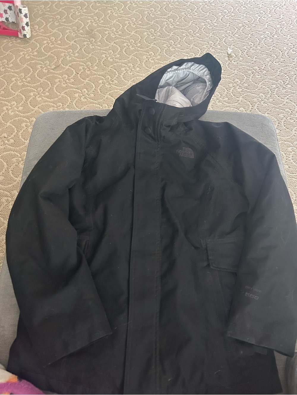 The North Face girls Black Hooded Quilted down 550 dry vent Jacket 14/16 - Picture 11 of 15